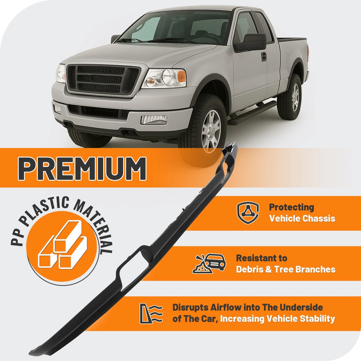 Front Bumper Lower Valance Spoiler for Ford F-150 4WD (2004–2005) - CON-A000000690, 4L3Z17626BAB, FO1095206