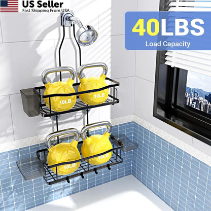 Hanging Shower Caddy Organizer for Bathroom - Rustproof Shelf, Black