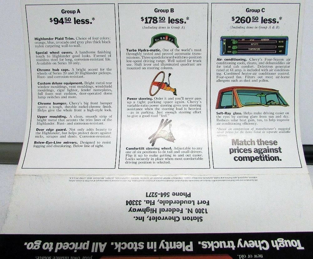 1969 Chevrolet Pickup Trucks Sales Brochure Mailer Features Options