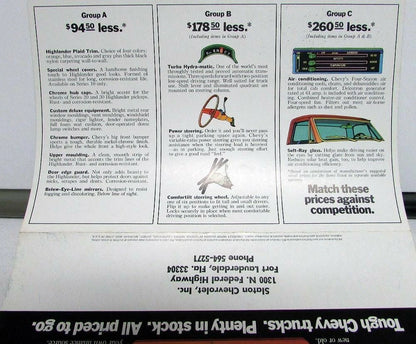 1969 Chevrolet Pickup Trucks Sales Brochure Mailer Features Options