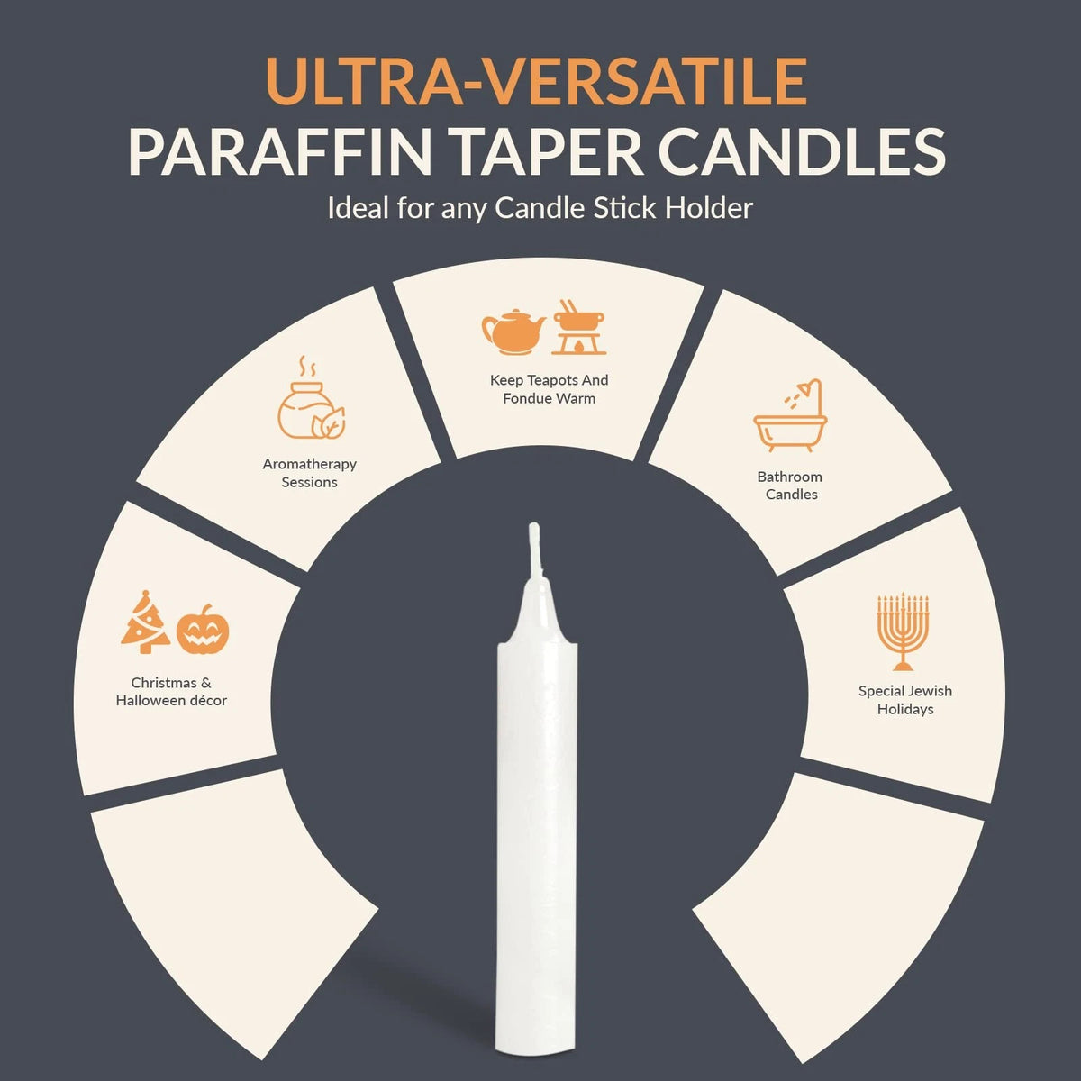 72-Pack Unscented Taper Candles (3 Hours)