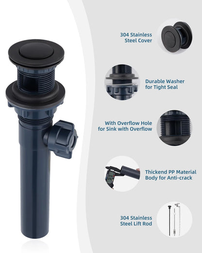 2X Bathroom Sink Drain with Lift Rod, Pop Up Oil Rubbed Bronze