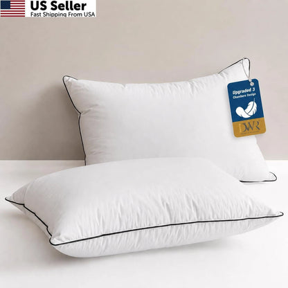 Pack of 2 Goose Feather Down Pillows for Standard Size
