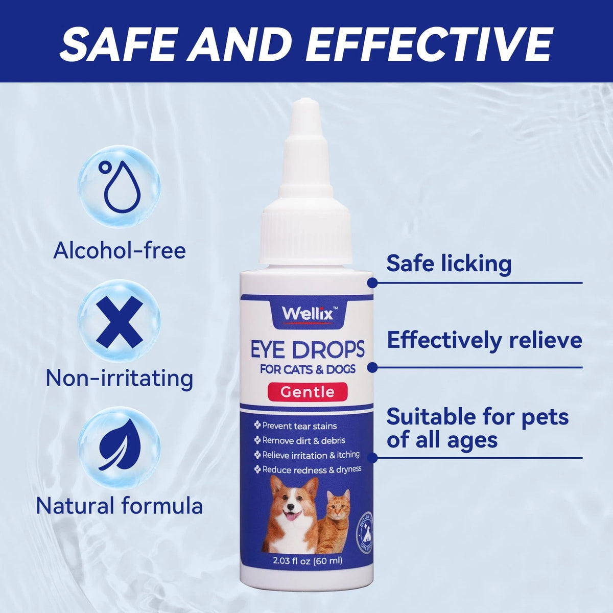 Pet Eye Drops for Dogs & Cats (60ml)