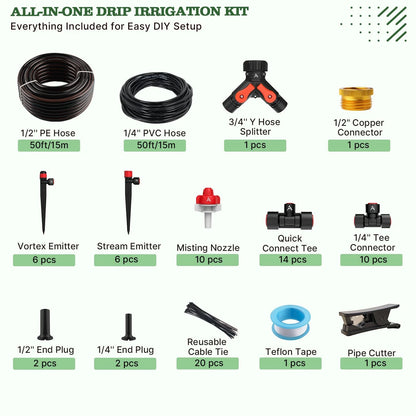 100FT Drip Irrigation Kit for All Vehicles (No Specific Years)