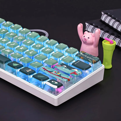 Green Pudding Keycaps Set of 118 PBT Translucent ASA Profile Forest Green