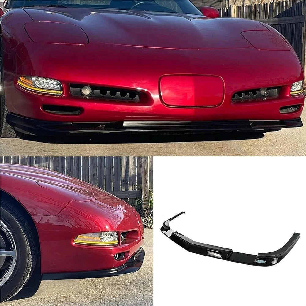 3pcs Front Bumper Lip Splitter for Chevrolet Corvette C5 (1997–2004) ZR1 Style Gloss Black