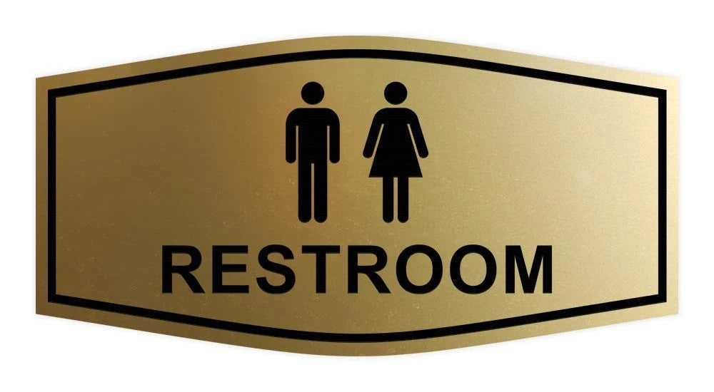 Restroom Sign for Unisex (Brushed Gold)