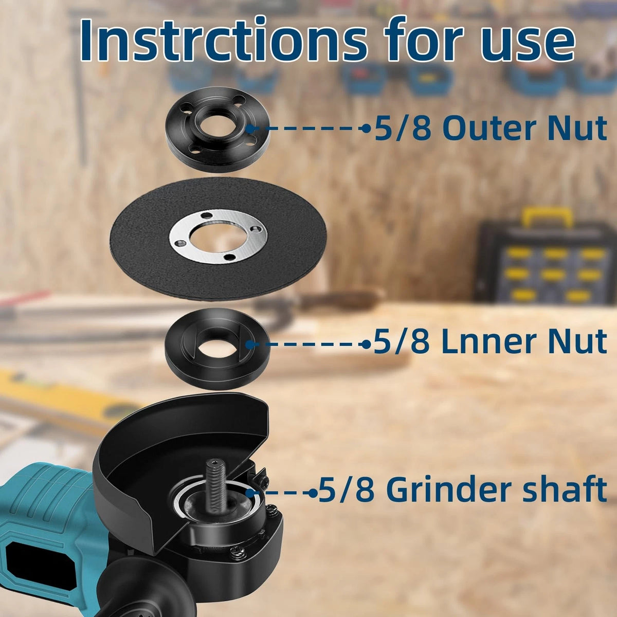 7PCS Angle Grinder Nut & Wrench Set for