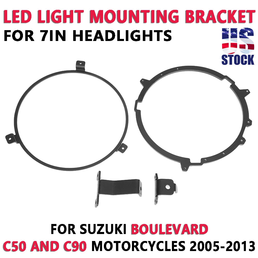 7" LED Headlight Adapter Mounting Bracket for Suzuki Boulevard C90 C50 (2005–2013)
