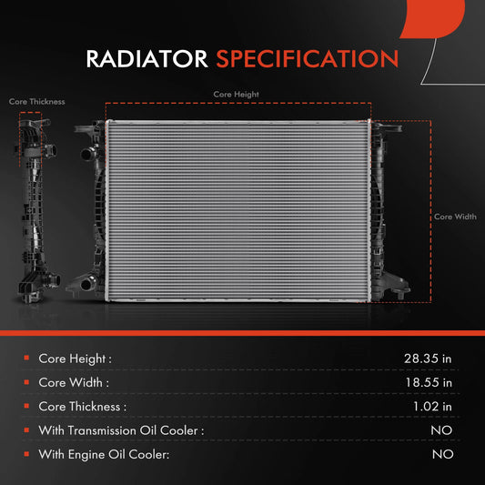 Radiator for Audi A4 Q7 A5 Quattro Sportback (2017–2020) 80A121251D, 8W0121251AK