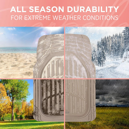 Set of 4 Universal Heavy Duty Rubber Car Floor Mats All-Weather Trimmable