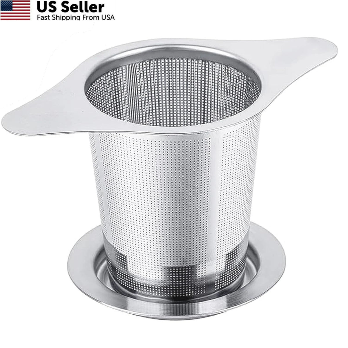 Universal Tea Infuser with Lid for Mugs - Stainless Steel Filter, Silver