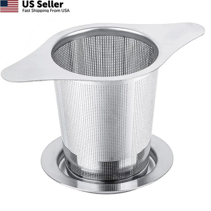 Universal Tea Infuser with Lid for Mugs - Stainless Steel Filter, Silver