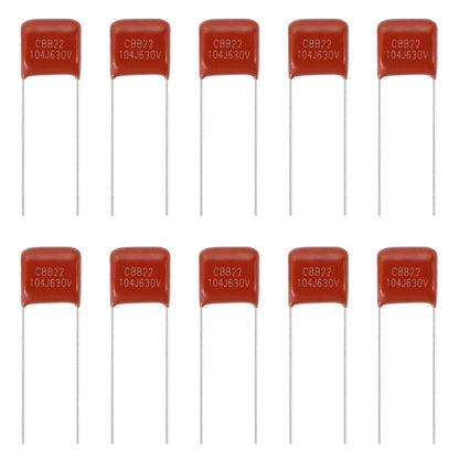 100pcs CBB22 Capacitor 630V 104J 0.1UF Metallized Polypropylene