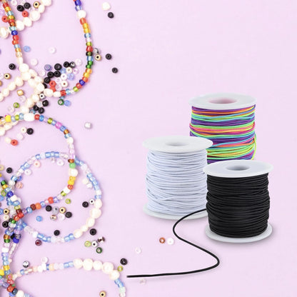 4 Rolls Elastic String for Bracelet Making - Black and White
