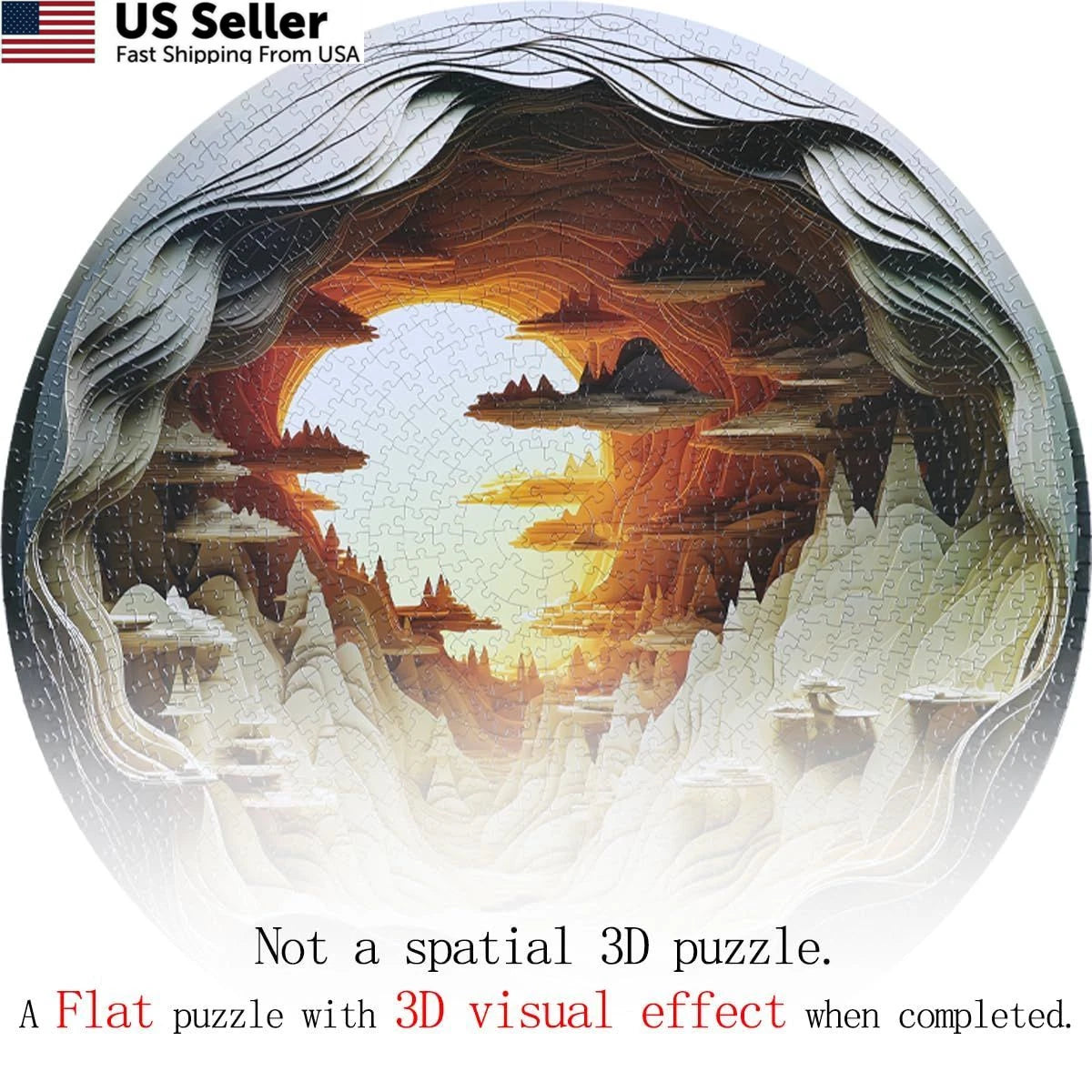 3D Visual Dawn Puzzle for Adults (26.6 x 13.3 inches)