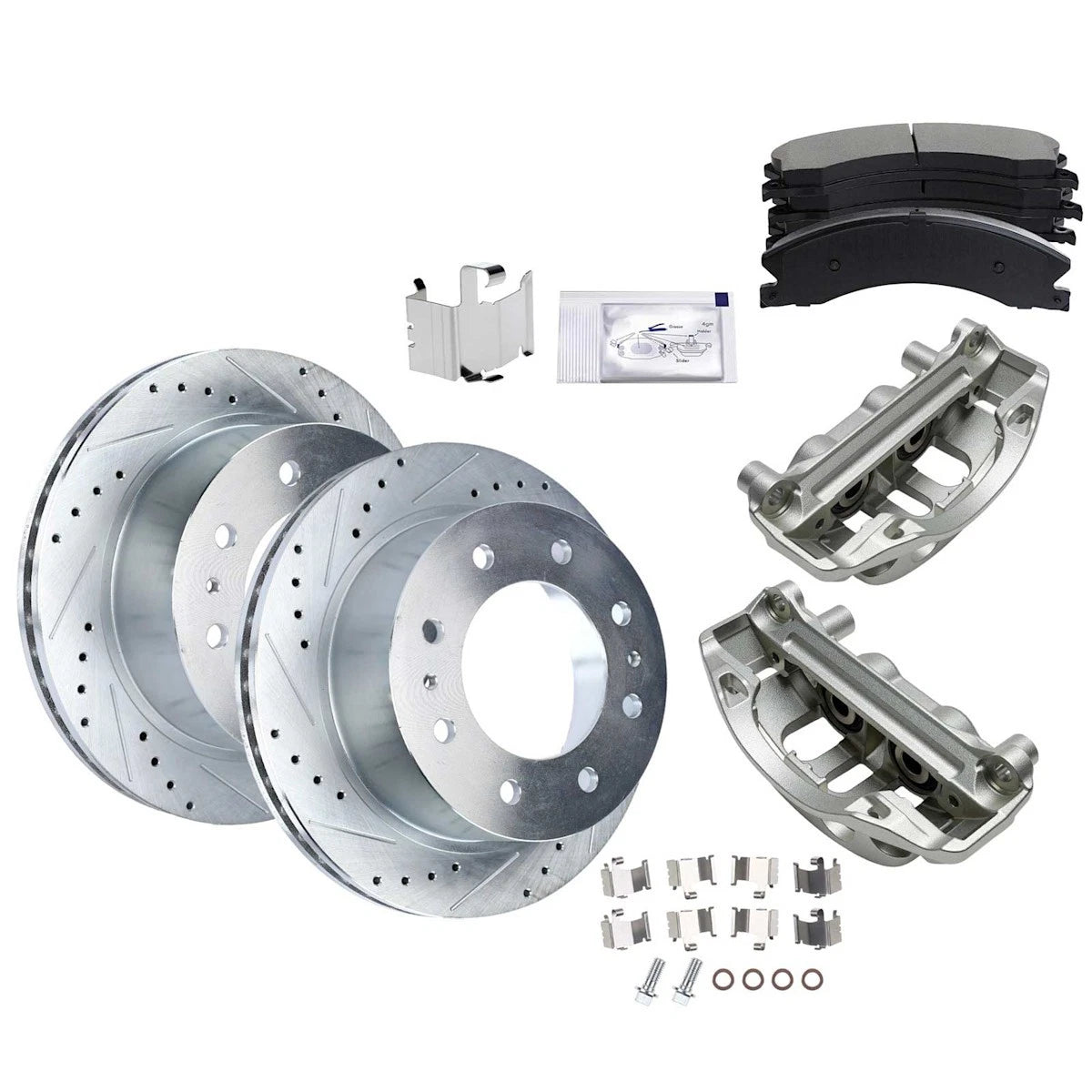 2X Brake Kit with Calipers for Chevy Silverado 2500 HD (18103446, S55192, P1411)
