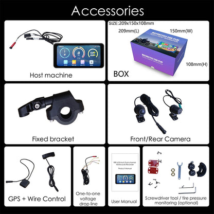 6.25" Motorcycle CarPlay GPS Navigation Wireless CarPlay & Android Auto