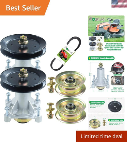 2X Spindle Assembly & Pulley Kit for Lawn Tractors