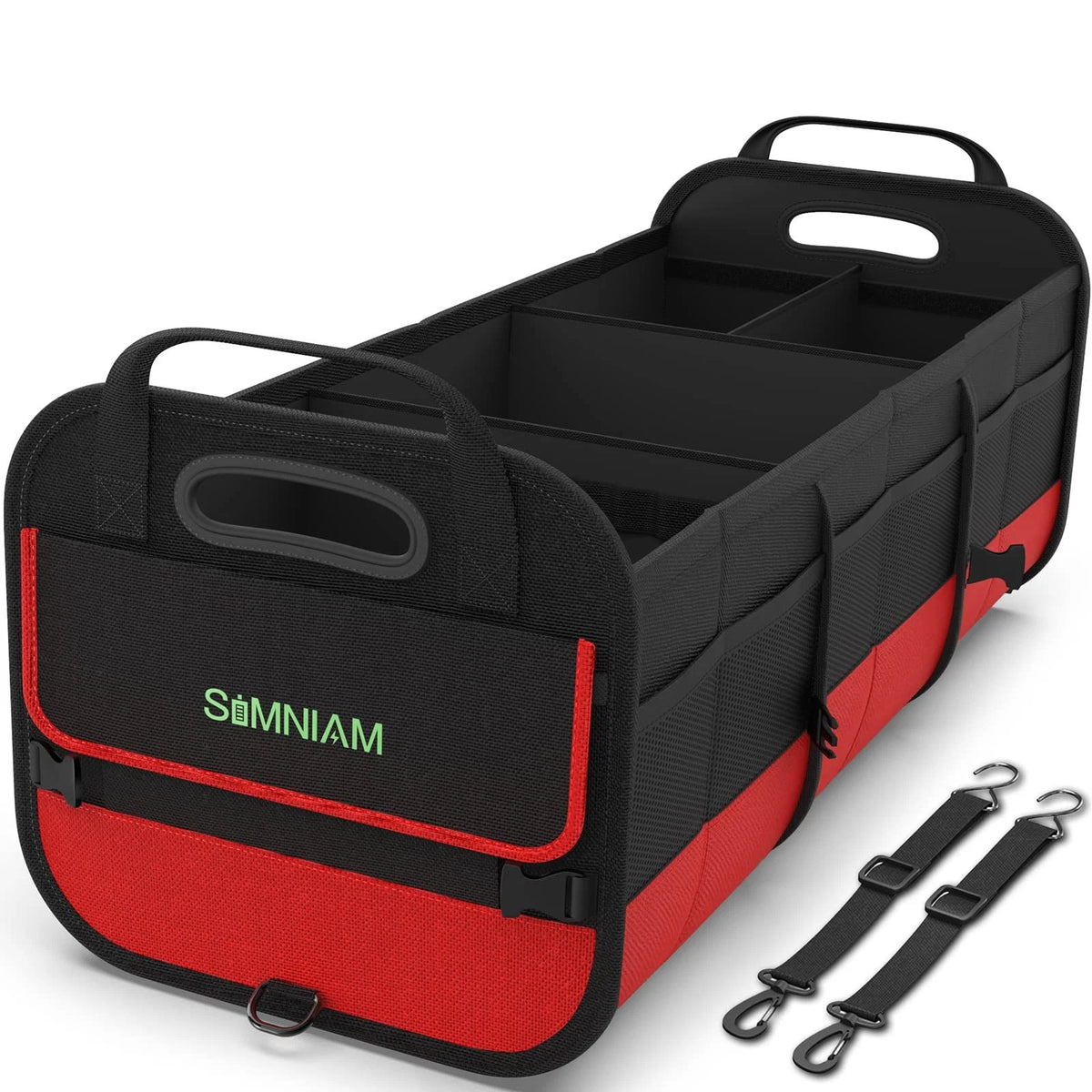 Large Car Trunk Organizer for Universal Fit (Foldable, Multi-Compartment, Red)