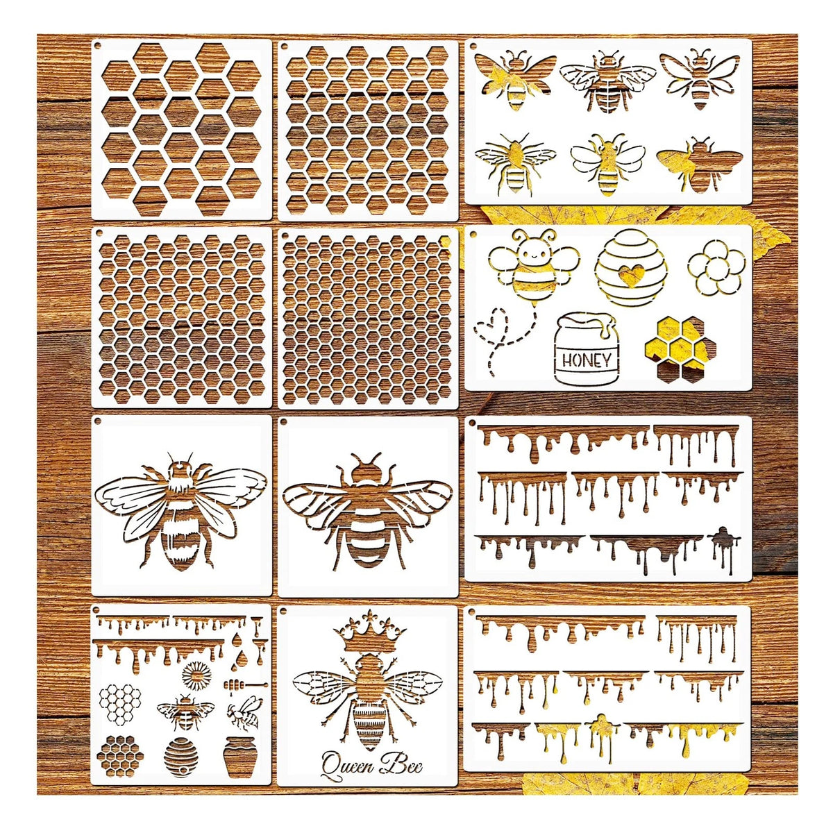 Bee Honeycomb Stencil for Wood Signs (Reusable)