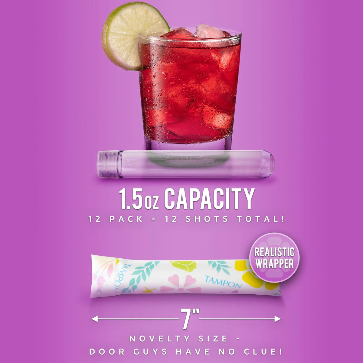 12 Pack Tampon Flasks for Hidden Alcohol (1.5 oz, Clear)