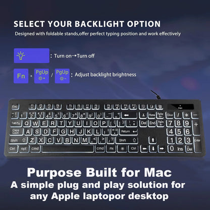 Backlit Keyboard for Mac Full Size Wired USB Numeric Keypad (2016–2023)