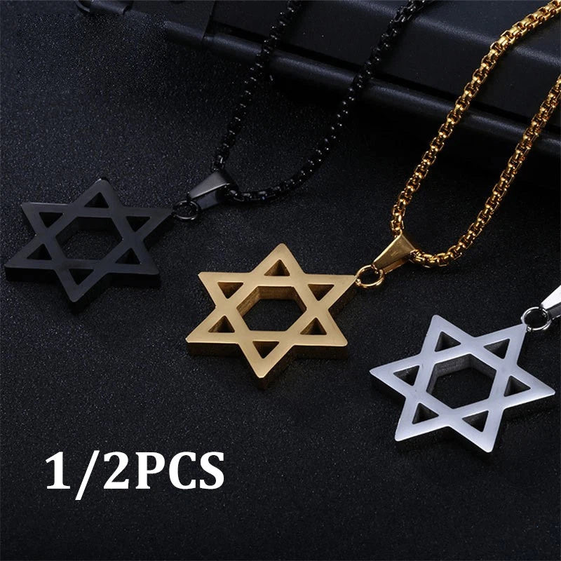 Star of Necklace Jewish Hexagram Pendant for Unisex (1/2X)