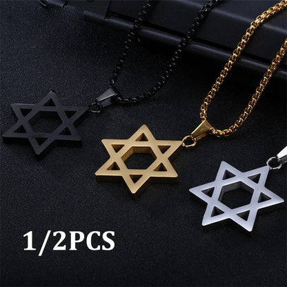 Star of Necklace Jewish Hexagram Pendant for Unisex (1/2X)