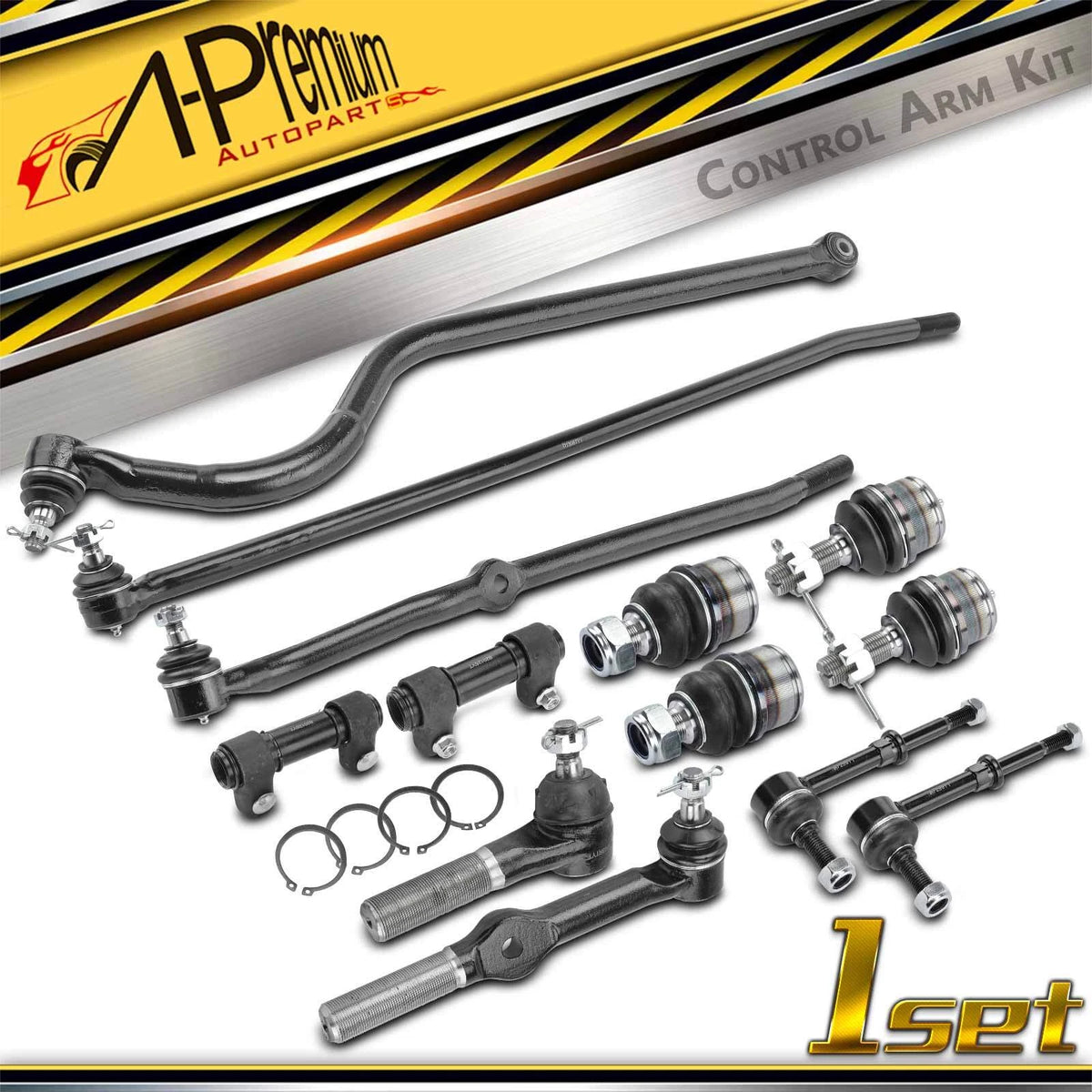 Set of 2 Front Sway Bar Link Tie Rod End Ball Joint for Dodge Ram 2500 3500 (K8388T, ES3249RT, DS1413, DS1308T)