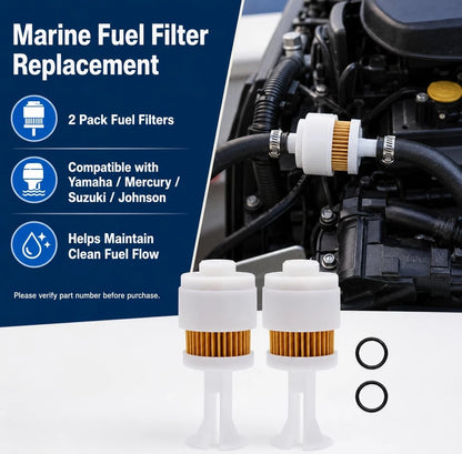 2 Pack Fuel Filter Element Replacement for Marine Outboard
