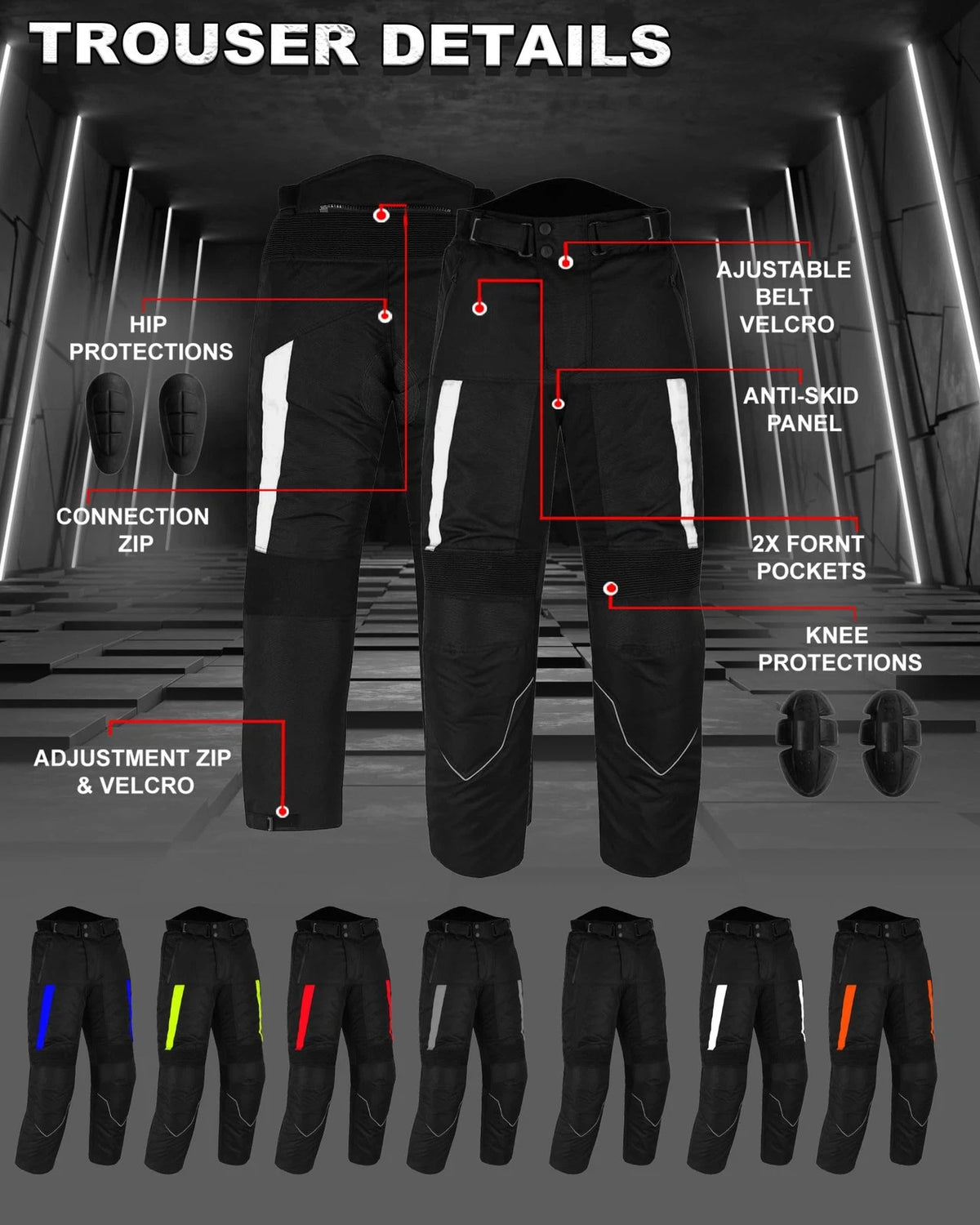 Armored Waterproof Motorcycle Pants for Men & Women - Cordura Protection