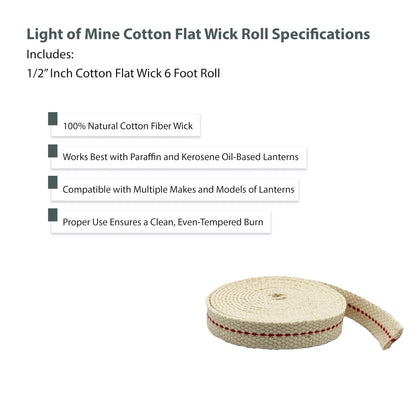 1/2" Flat Wick for 6' Roll (100% Cotton)