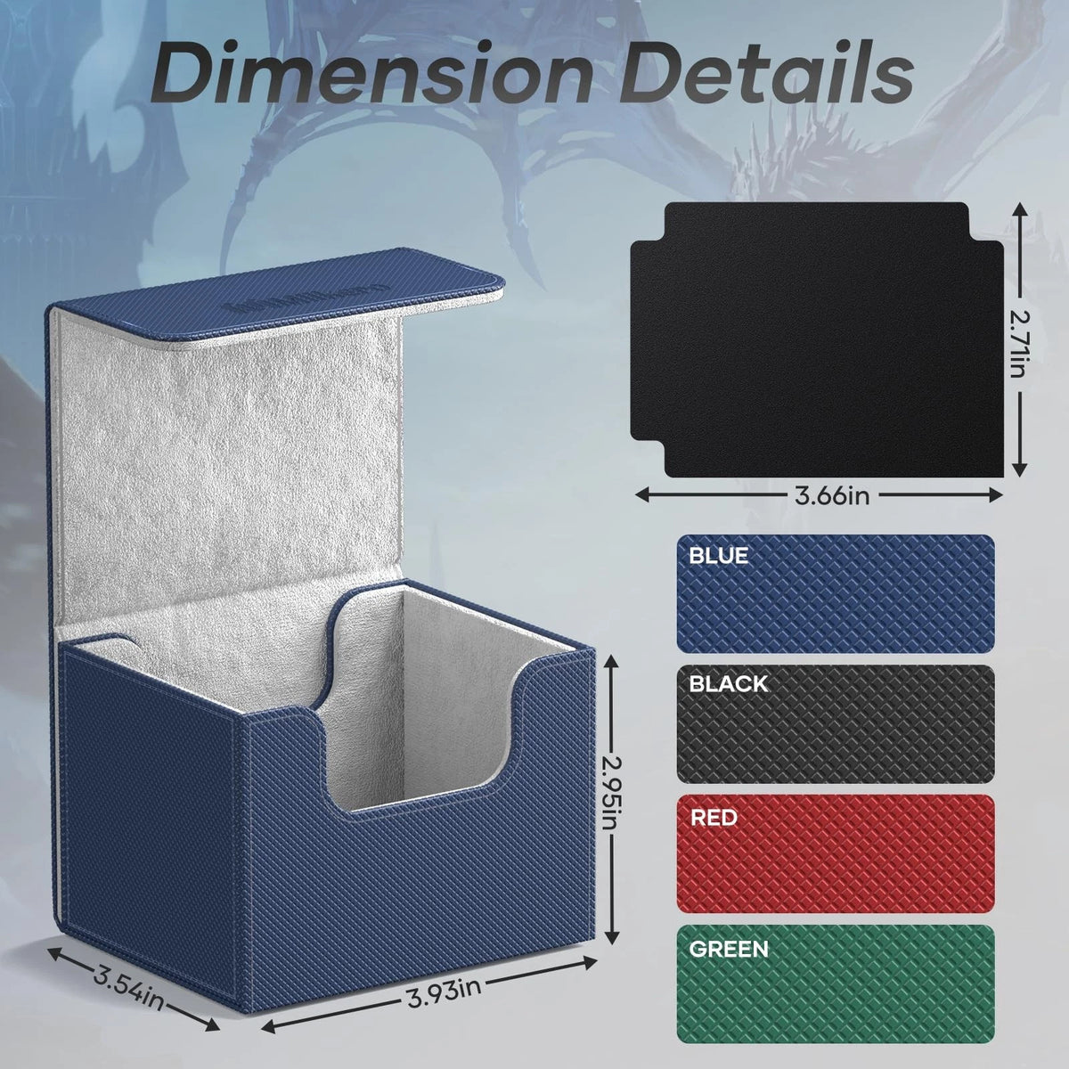 Mlikero Card Deck Box for Commander Box Holds 100+ B-Horizontal, B3-Blue