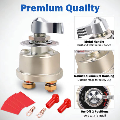 High Current Master Battery Disconnect Switch for Automotive (12-48V)