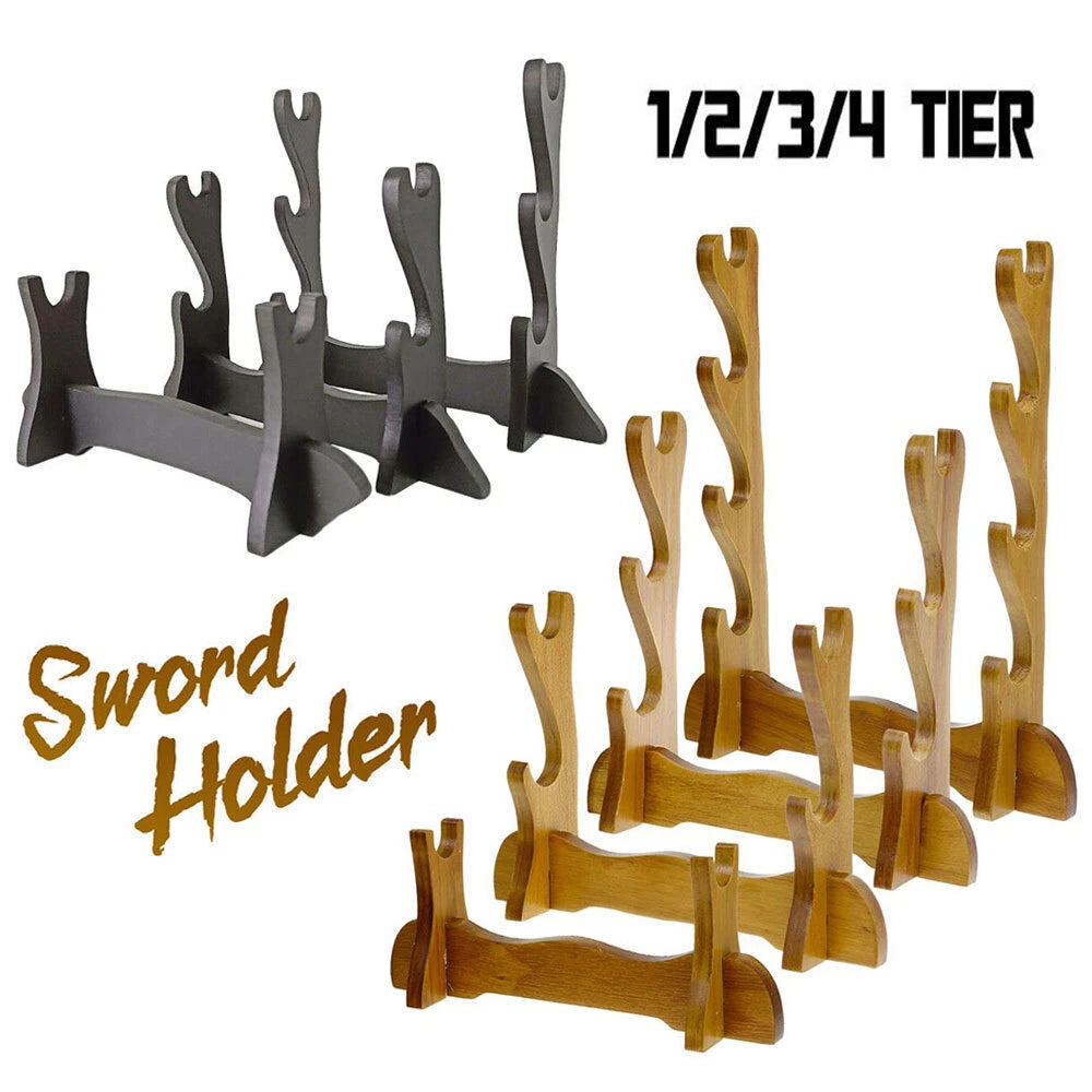 Assembly Samurai Sword Katana Holder Stand Bracket Display Rack (1-4 Tier)