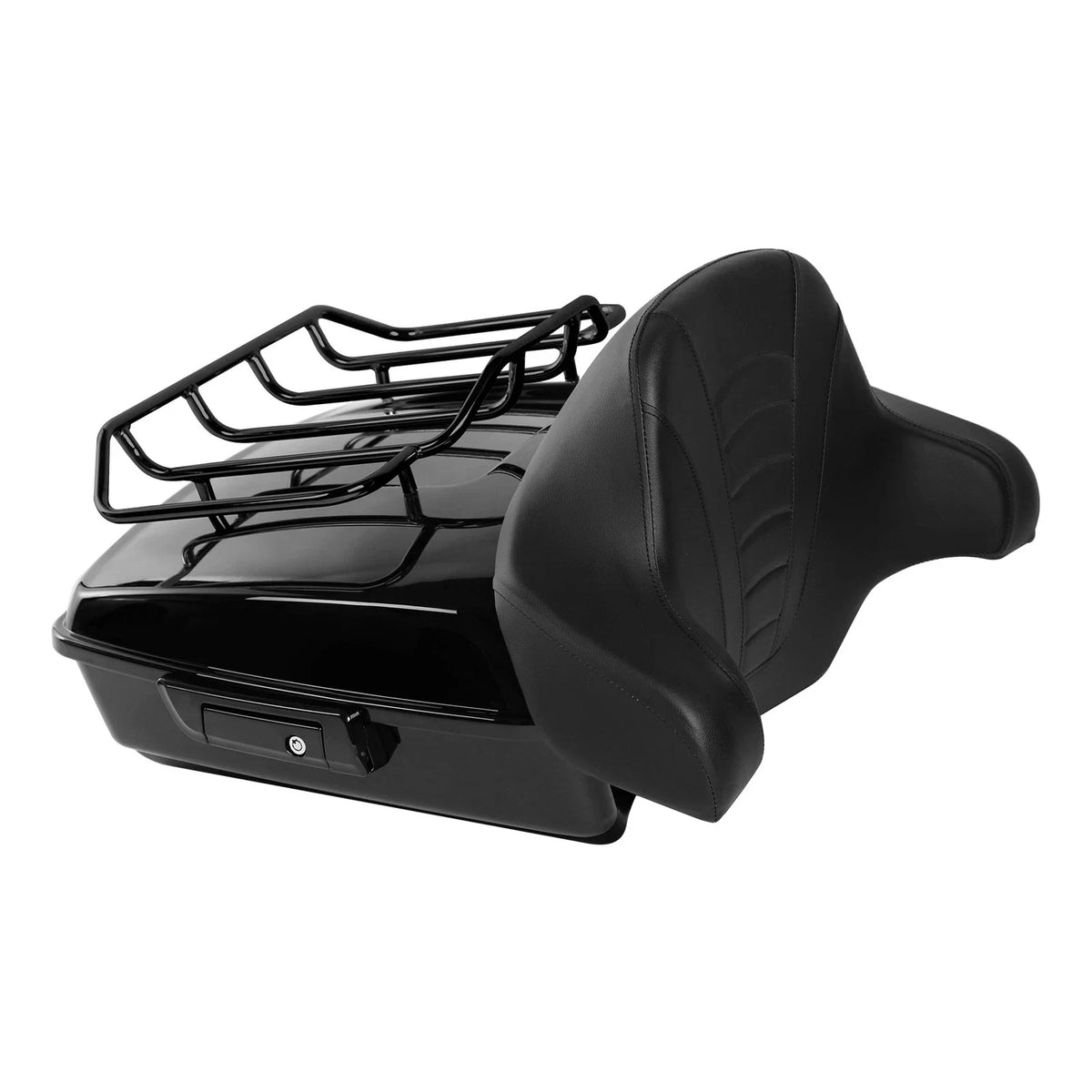 Black Chopped Trunk Backrest Rack for Harley Touring (2014–2026)