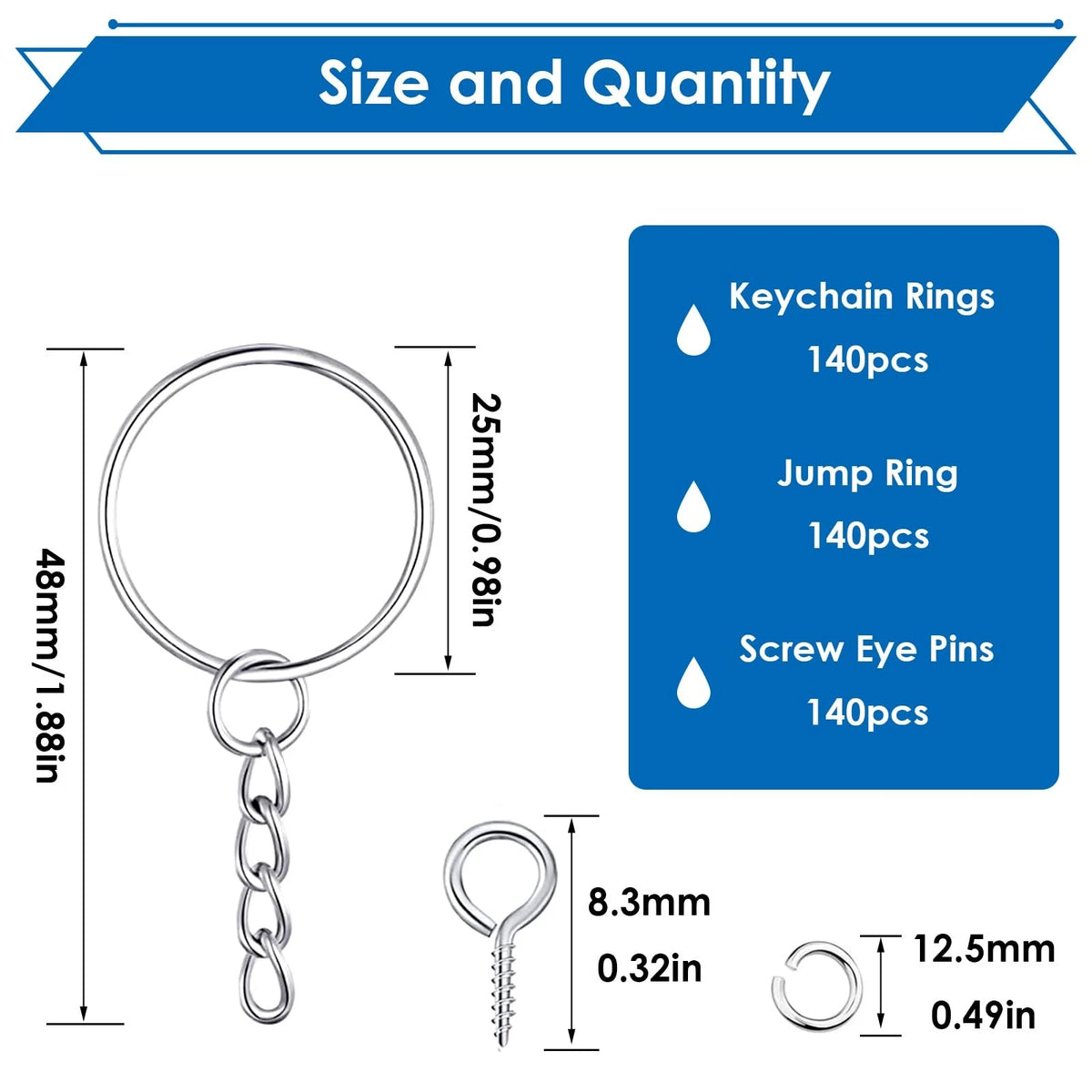420Pcs Keychain Making Kit - 1" 25mm Components