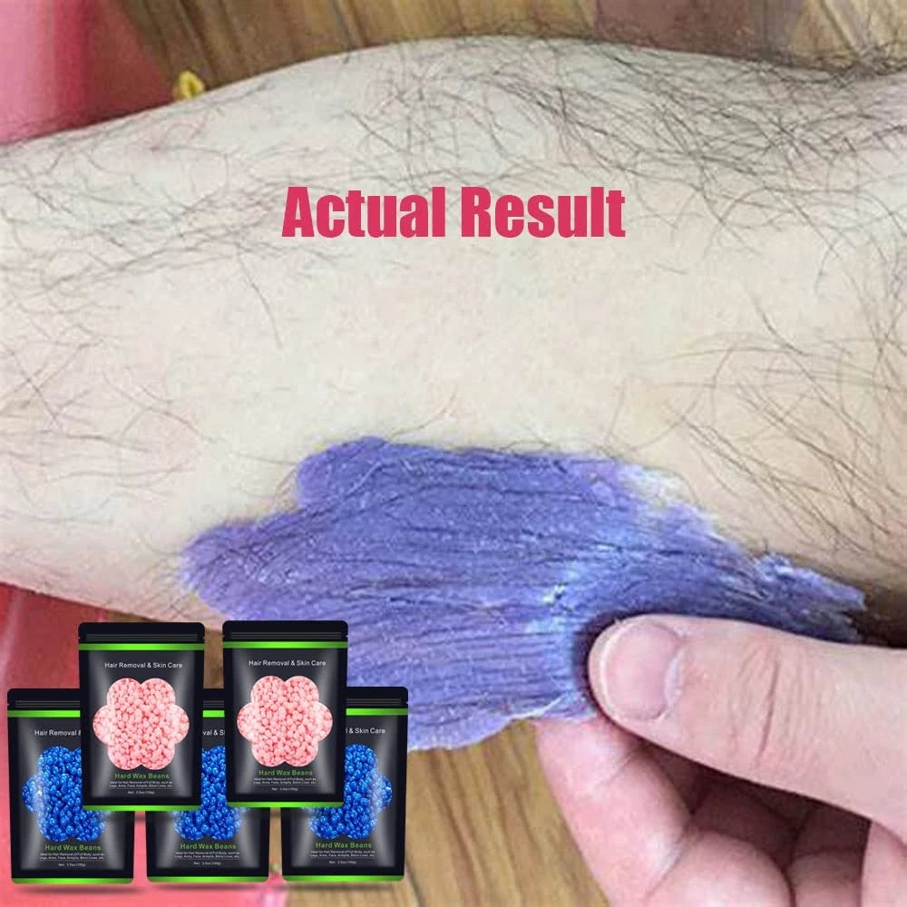 Pack of 5 Auperwel Wax Beads for Hair Removal - 1.1 oz (3 Blue & 2 Pink)