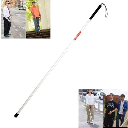 Aluminum Folding Walking Cane Stick for The Blind (Reflective Red)