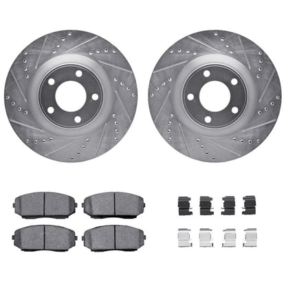 Set of 4 Drilled and Slotted Rotors with Brake Pads for Ford Edge (2007–2014) ALX-PAU-DF-7512-54188-CLA1