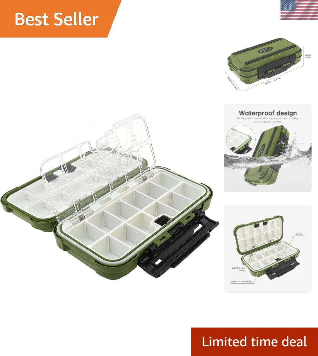 Waterproof 24-Compartment Tackle Box for Fishing