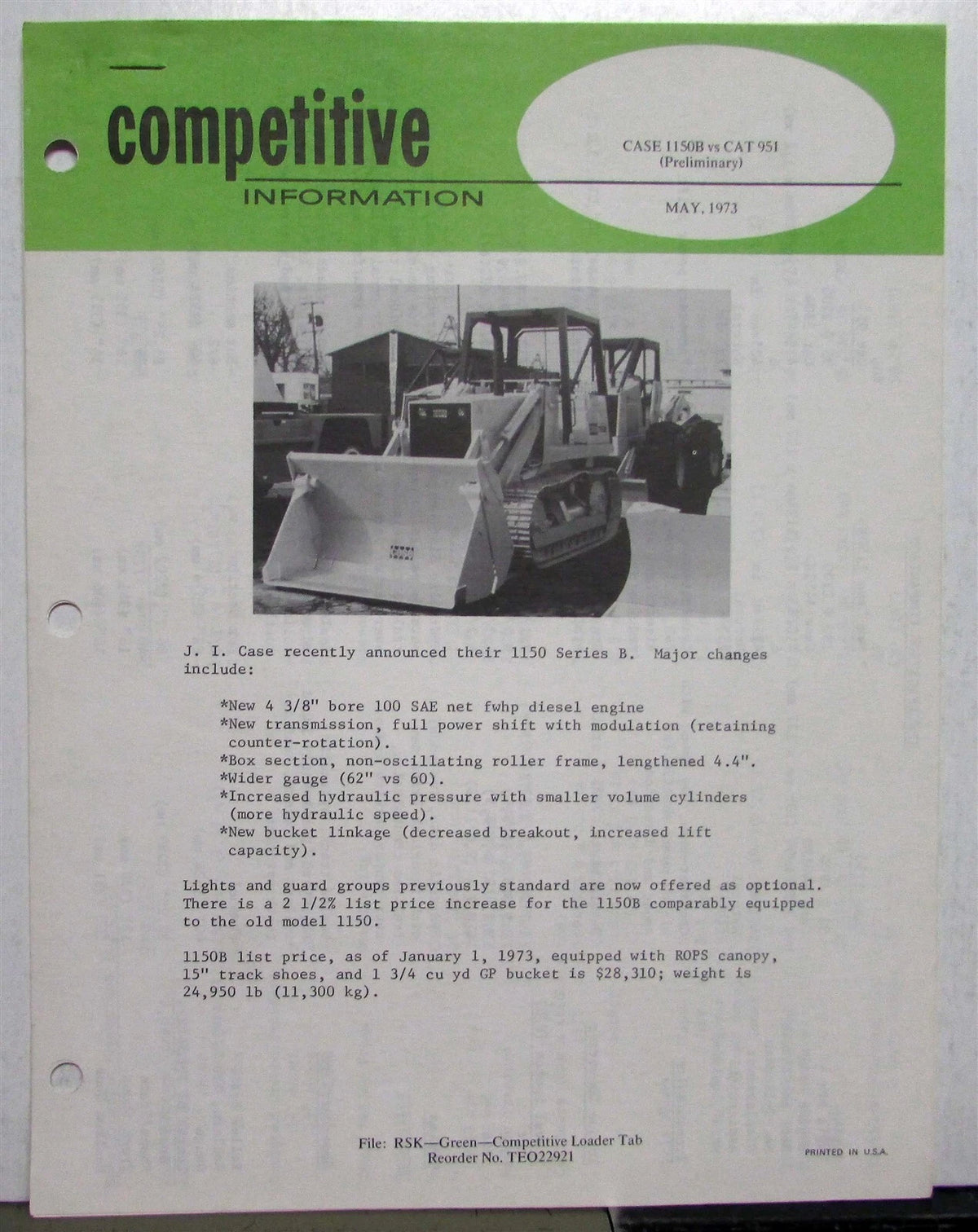 Caterpillar 943 Loader Parts (1973)