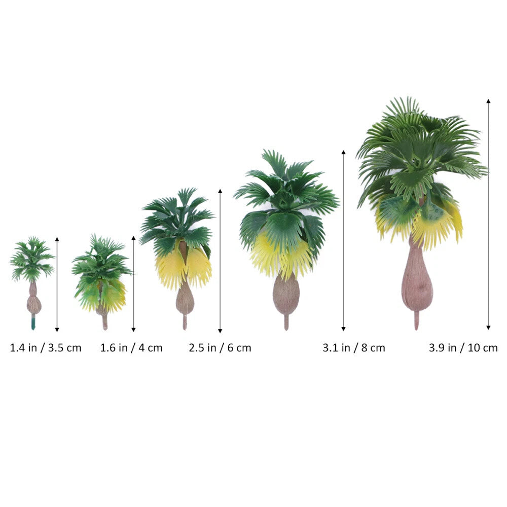 30Pcs Coconut Palm Trees for Model Train Layouts (Tropical Forest)