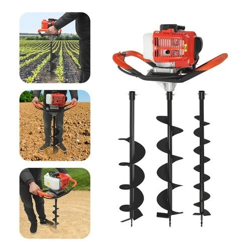 2.3HP Earth Auger Digging Drill Machine Kit with 3 Bits for Post Holes