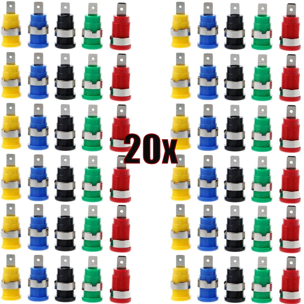 20X 4mm Banana Jack Female Panel Mount Socket Adapter - 5 Colors