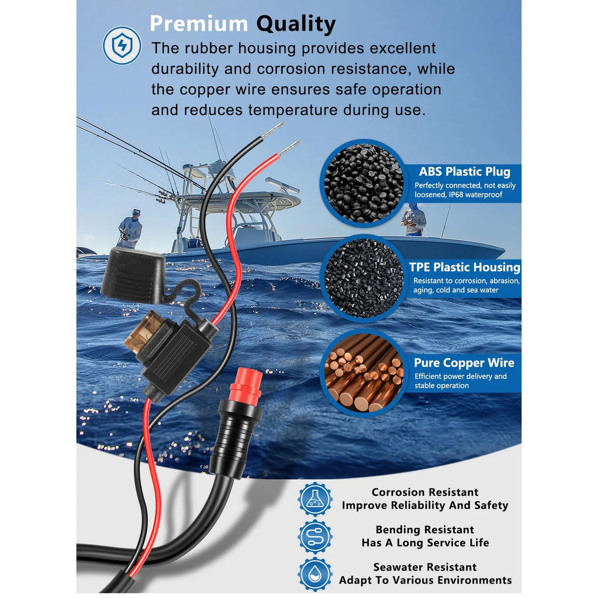 Threaded Transducer Power Cable for Garmin GLS 10 Sonar Module