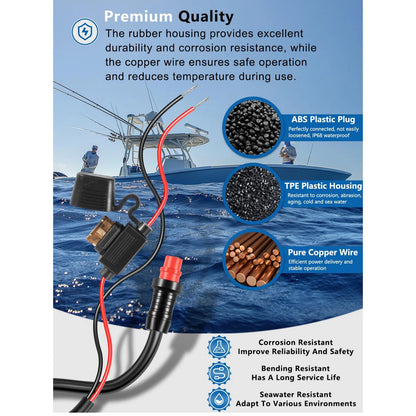 Threaded Transducer Power Cable for Garmin GLS 10 Sonar Module