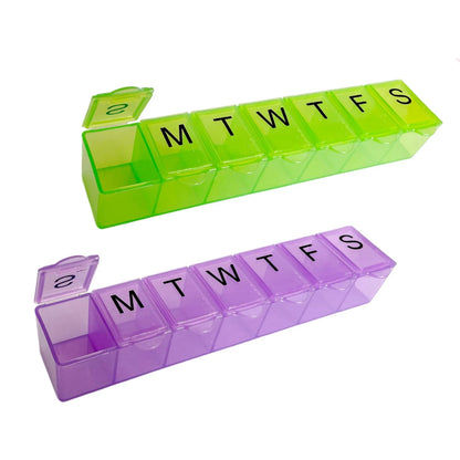 2X Weekly Pill Organizer for Travel - 7 Day Daily Vitamin Case